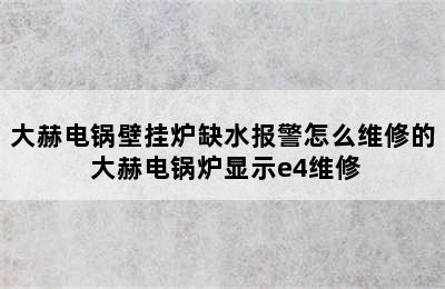 大赫电锅壁挂炉缺水报警怎么维修的 大赫电锅炉显示e4维修